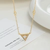 A golden full-diamond triangular geometric necklace with a diamond-encrusted pendant, a light luxury collarbone chain necklace for women Application Scenario